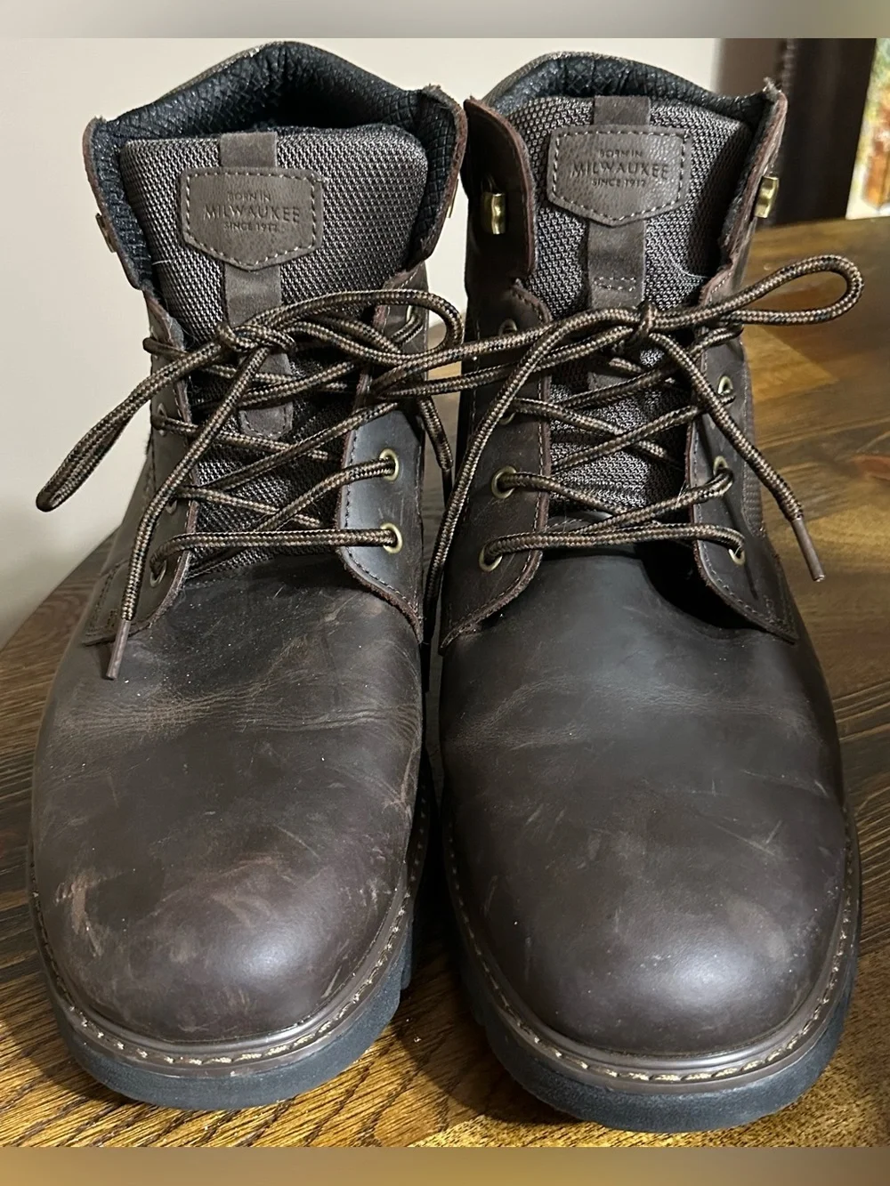 Nunn Bush Dark Brown Leather Lace-Up Work Boot
